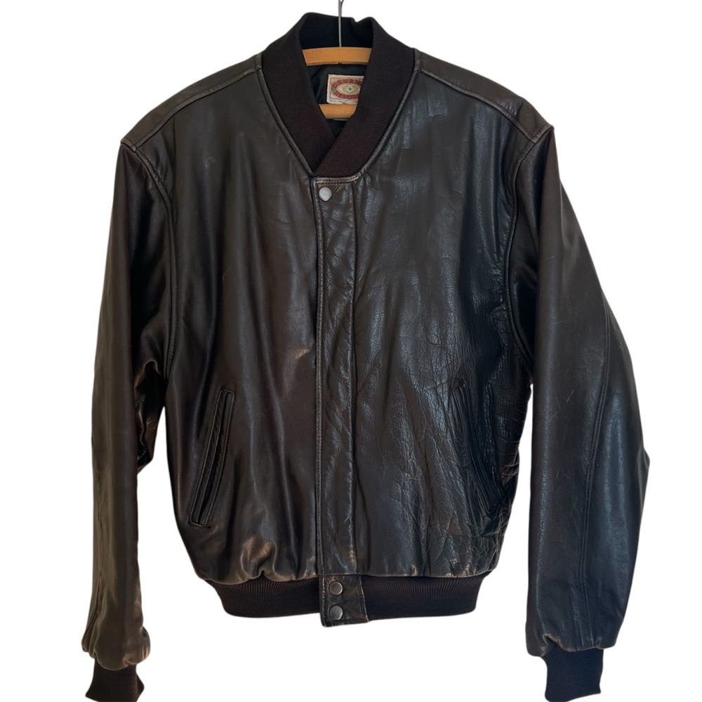 Vintage 80’s Banana Republic Brown Bomber Jacket with Wool Trim Mill Valley Cali